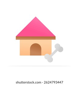 pet dog house icon, colored flat vector. modern and minimalist design.