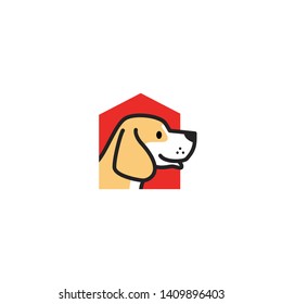 pet dog house logo vector icon illustration