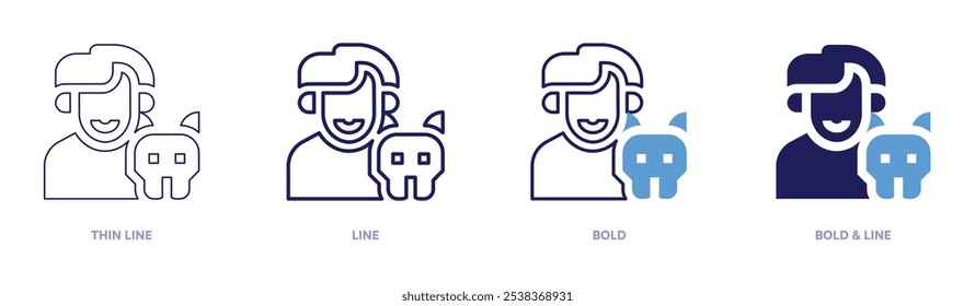 Pet dog icon in 4 different styles. Thin Line, Line, Bold, and Bold Line. Duotone style. Editable stroke.