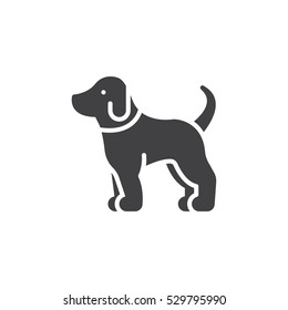 Icono de perro mascota vectorial, signo plano relleno, pictograma sólido aislado en blanco. Símbolo, ilustración de logotipo