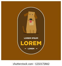 Pet Dog Illustration Badge Flat Style Design