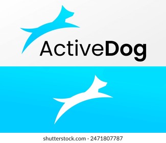 Pet dog jumping and running logo design.