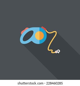 Pet dog lead flat icon with long shadow,eps10