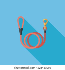 Pet dog lead flat icon with long shadow,eps10