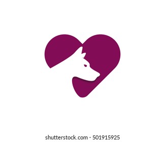 Pet Dog Love Logo Design Template