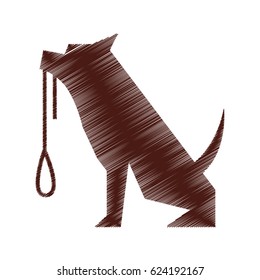 pet dog mascot with necklace silhouette