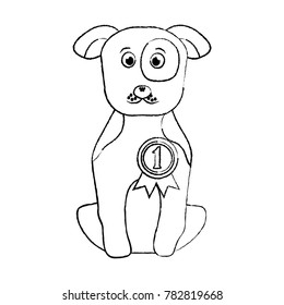 pet dog with medal sitting animal domestic