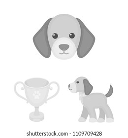 Pet dog monochrome icons in set collection for design. Caring for the puppy vector symbol stock web illustration.
