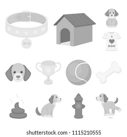Pet dog monochrome icons in set collection for design. Caring for the puppy vector symbol stock web illustration.