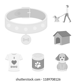 Pet dog monochrome icons in set collection for design. Caring for the puppy vector symbol stock web illustration.