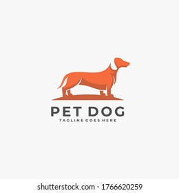 Pet Dog Position Illustration Vector Logo.