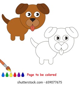Pet dog puppy to be colored, the coloring book for preschool kids with easy educational gaming level.
