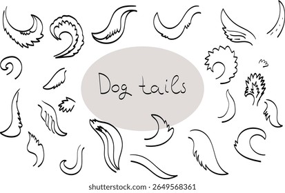 Rabo de cachorro de estimação. Desenho de contorno rabiscar ícone do vetor de balanço ilustração