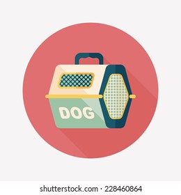 Pet dog travel cage flat icon with long shadow,eps10