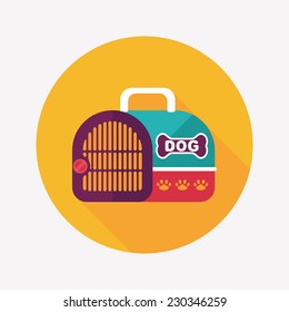 Pet dog travel cage flat icon with long shadow,eps10