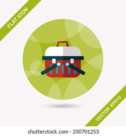 Pet dog travel cage flat icon with long shadow,eps10