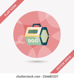 Pet dog travel cage flat icon with long shadow,eps10
