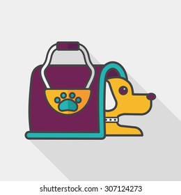 Pet dog travel cage flat icon with long shadow,eps10