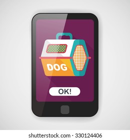 Pet dog travel cage flat icon with long shadow,eps10