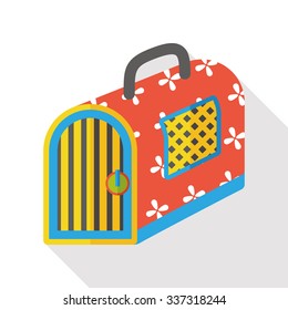 pet dog travel cage flat icon