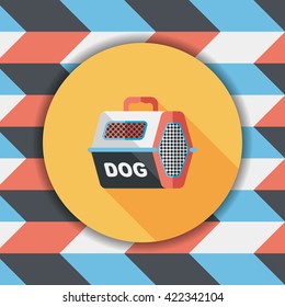 Pet dog travel cage flat icon with long shadow,eps10