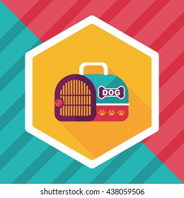 Pet dog travel cage flat icon with long shadow,eps10