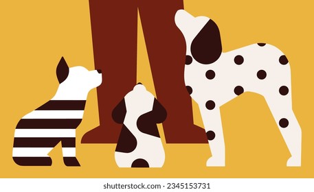 Pet dogs care minimal vector illustration