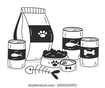 Pet doog food animal product package isolated concept. Vector flat graphic design cartoon illustration