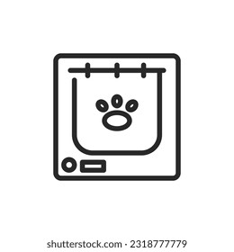 Pet Door Icon. Vector Outline Editable Sign of Doggie Door, Animal Access Door for Household Pets