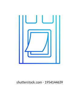 Pet doors gradient linear vector icon. Petflap. Covered opening for dogs entering, exiting building. Burglar-proofing. Thin line color symbols. Modern style pictogram. Vector isolated outline drawing