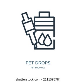 Das Tier fällt ein Symbol mit dünner Linie ab. Gesundheit, Drop Linearsymbole aus dem Füll-Konzept für Heimtiere einzelne Umrisszeichen. Vektorgrafik-Symbol-Element für Webdesign und Apps.