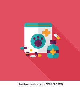 Pet drug flat icon with long shadow,eps10