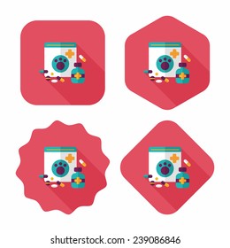 Pet drug flat icon with long shadow, eps10