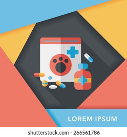 Pet drug flat icon with long shadow,eps10