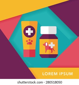 Pet drug flat icon with long shadow,eps10