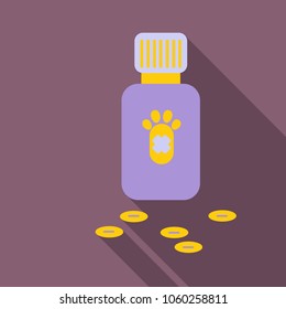 Pet drugs, vitamins. Outline vector illustration isolated on background for advertising banners, flyers, posters and other items.
