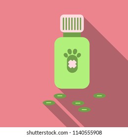 Pet drugs, vitamins. Outline vector illustration isolated on background for advertising banners, flyers, posters and other items.