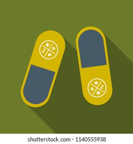 Pet drugs, vitamins. Outline vector illustration isolated on background for advertising banners, flyers, posters and other items.