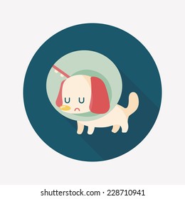 Pet Elizabethan collar flat icon with long shadow,eps10