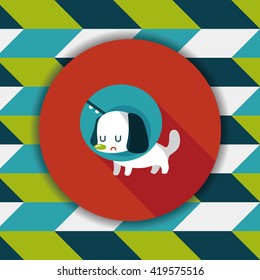 Pet Elizabethan collar flat icon with long shadow,eps10