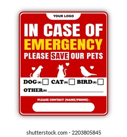  Pet Emergency Alert Sticker. Fire Rescue. Print Announcements. Databases