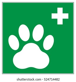 Pet emergency first aid sign, vector illustration.