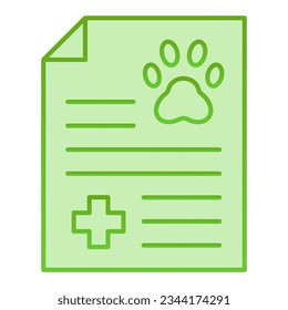 Pet examination document flat icon. Medical record green icons in trendy flat style. Animal health examination form gradient style design, designed for web and app. Eps 10