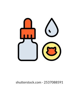 Pet Eye and Ear Drops Color Icon. Vector Sign of Essential Veterinary Eyedropper Medication for Pet Healthcare and Wellness. Grooming icon isolated on white background.