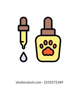 Pet Eye and Ear Drops Icon. Vector Color Editable Sign of Essential Veterinary Eyedropper Medication for Pet Healthcare and Wellness. Grooming icon isolated on white background.