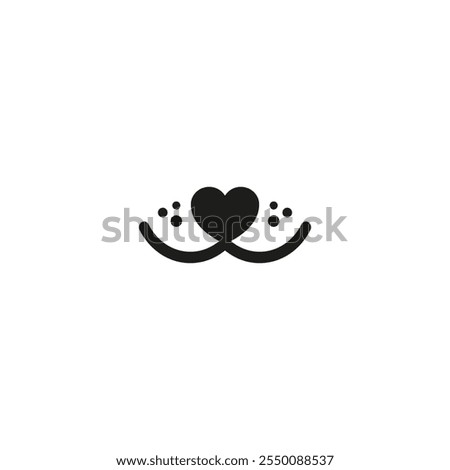 Pet face with smile and heart. Simple minimal vector drawing.
