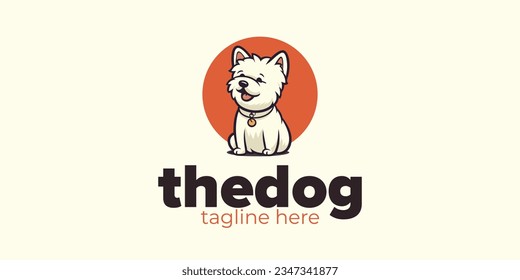 Logo der Marke "Pet Fashion": Vektorgrafik-Designs, die den West Highland White Terrier für einen schicken Pet Shop Appea hervorheben