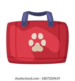 Pet First Aid Kit, Red Veterinarian Bag Cartoon Style Vector Illustration on White Background