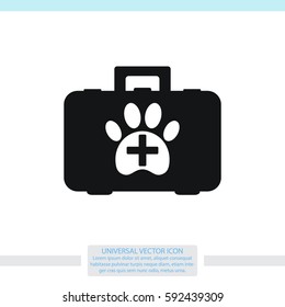 Pet first aid kit vector icon. Clinic box.