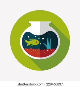 Pet fish bowl flat icon with long shadow,eps10
